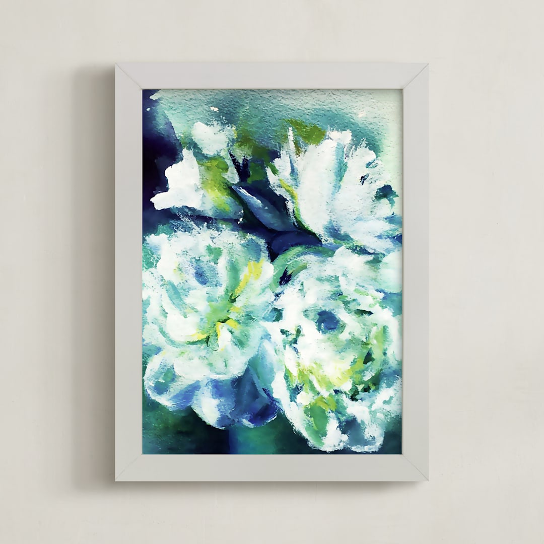 "Breathless" - Art Print in lush green by Jenny Partrite - Framed