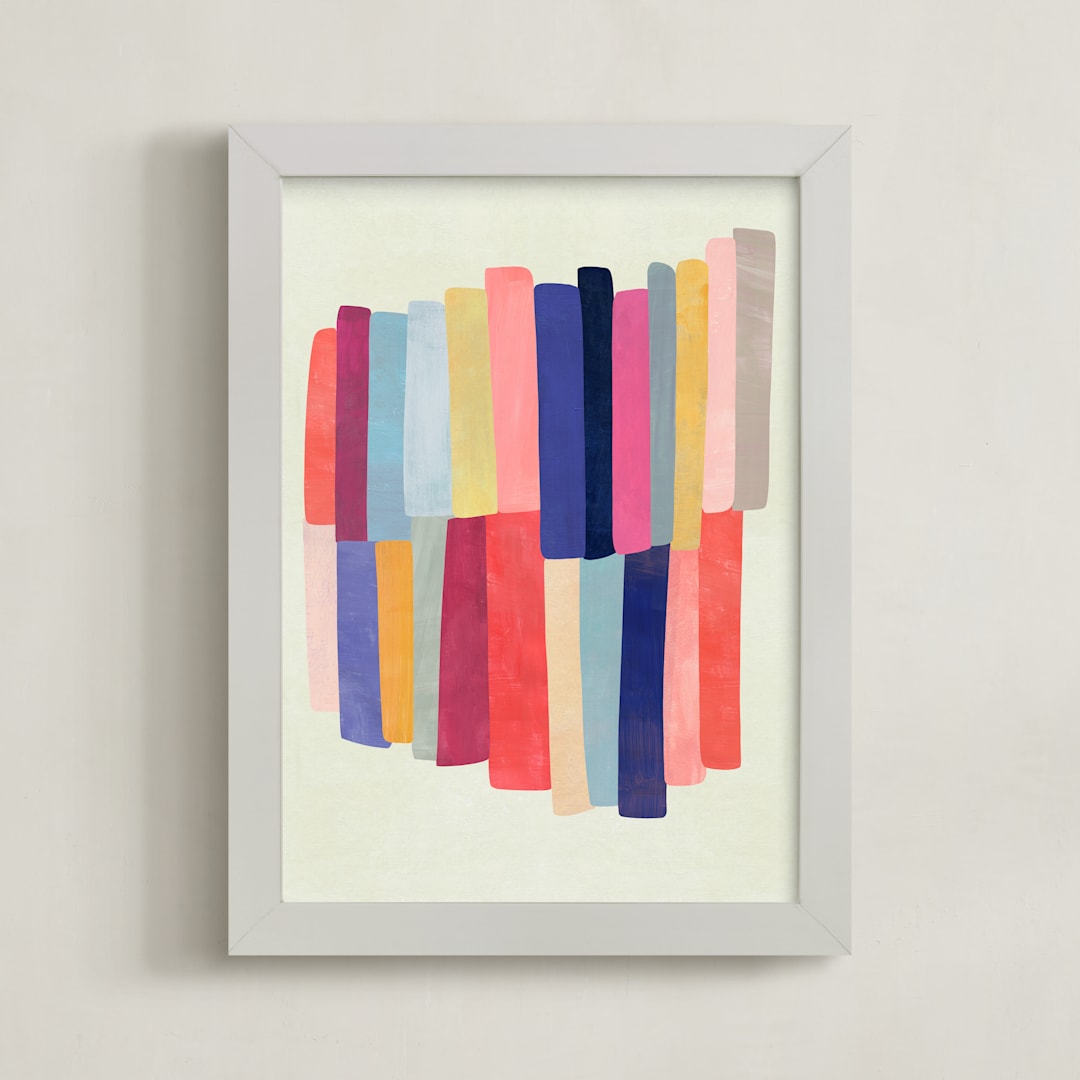 "Barred" - Art Print in White by melanie mikecz - Framed