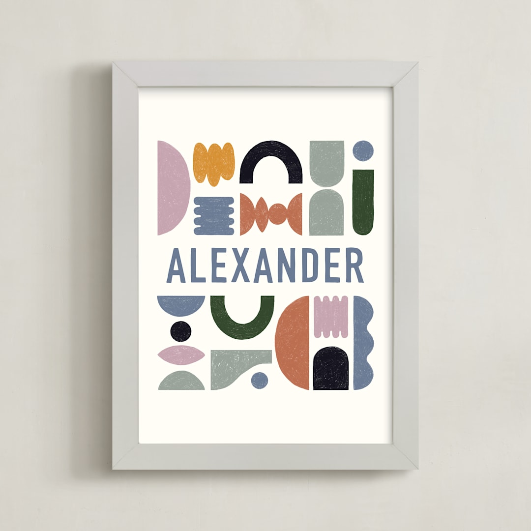 "Mid-Century Kid" - Personalized Art Print in Midcentury by Pati Cascino - Framed