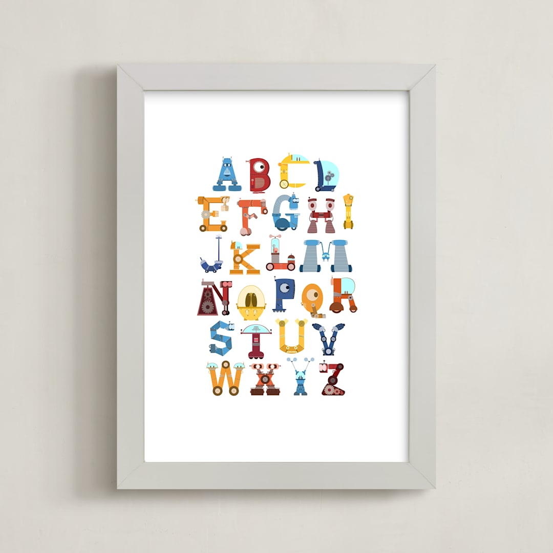 "Robot Alphabet" - Art Print in Primary by Joseph Apel - Framed