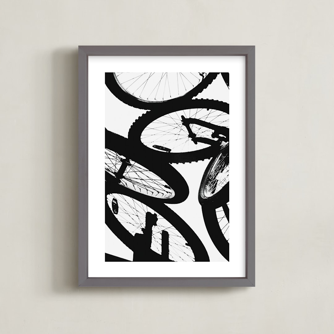 "Shadow Cycle" - Art Print in Tire by Beth Murphy - Framed