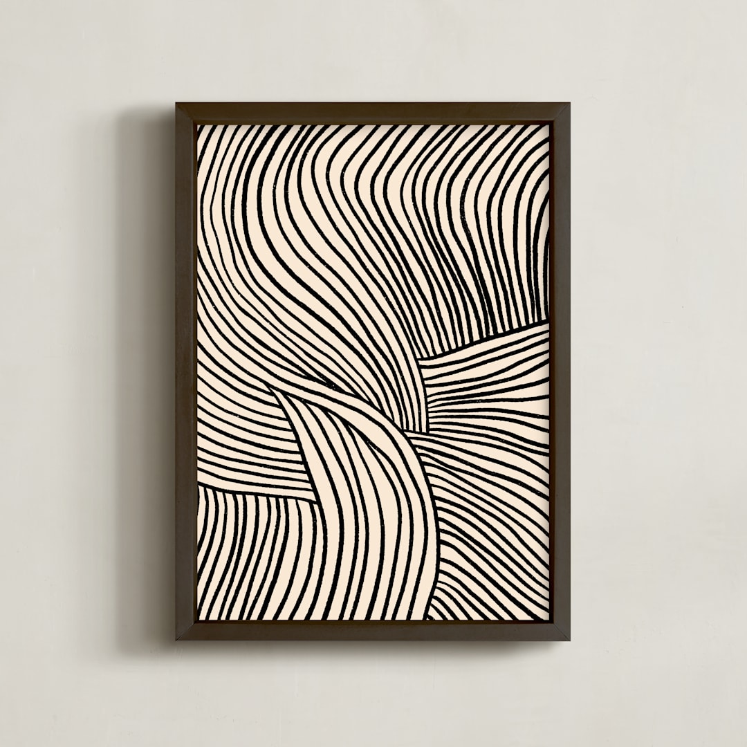 "Flowing Lines" - Art Print in Onyx by Iveta Angelova - Framed