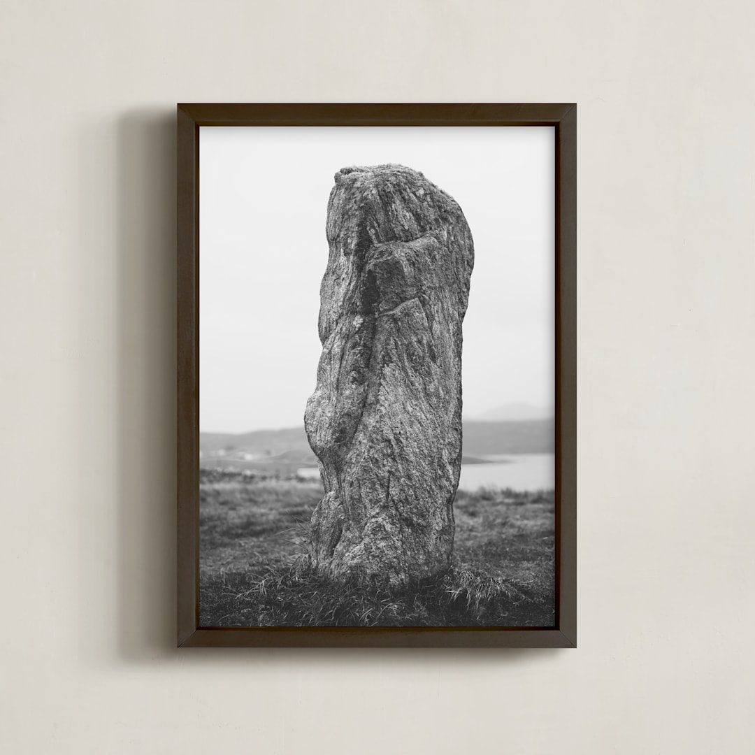 "Standing Stones III" - Art Print in Black and White by Kamala Nahas - Framed