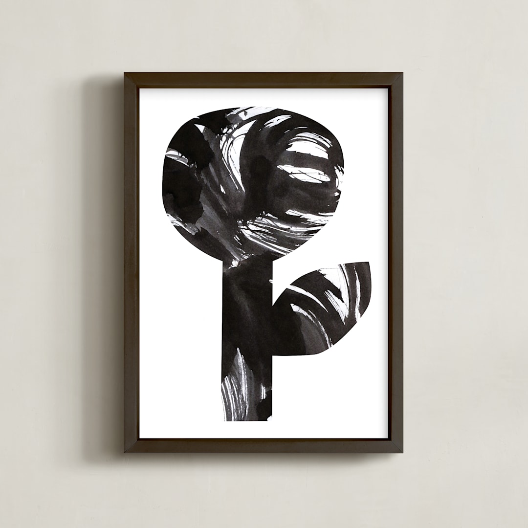 "Bold and Graphic Flowers II" - Art Print in Obsidian by Alexandra Dzh - Framed