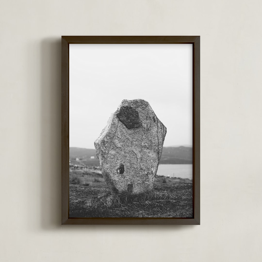 "Standing Stones I" - Art Print in Black and White by Kamala Nahas - Framed
