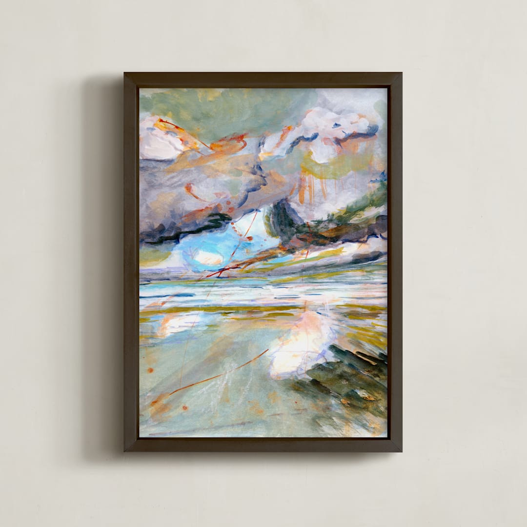 "Broken Perfection" - Art Print in Storm Blue by Jill Myer - Framed