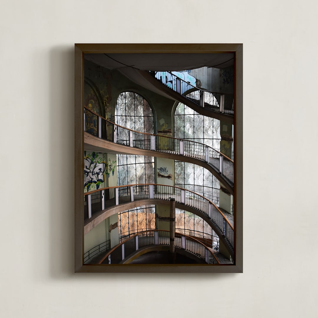"Abandoned architectural beauty" - Art Print in stone by Greta Staknyte - Framed