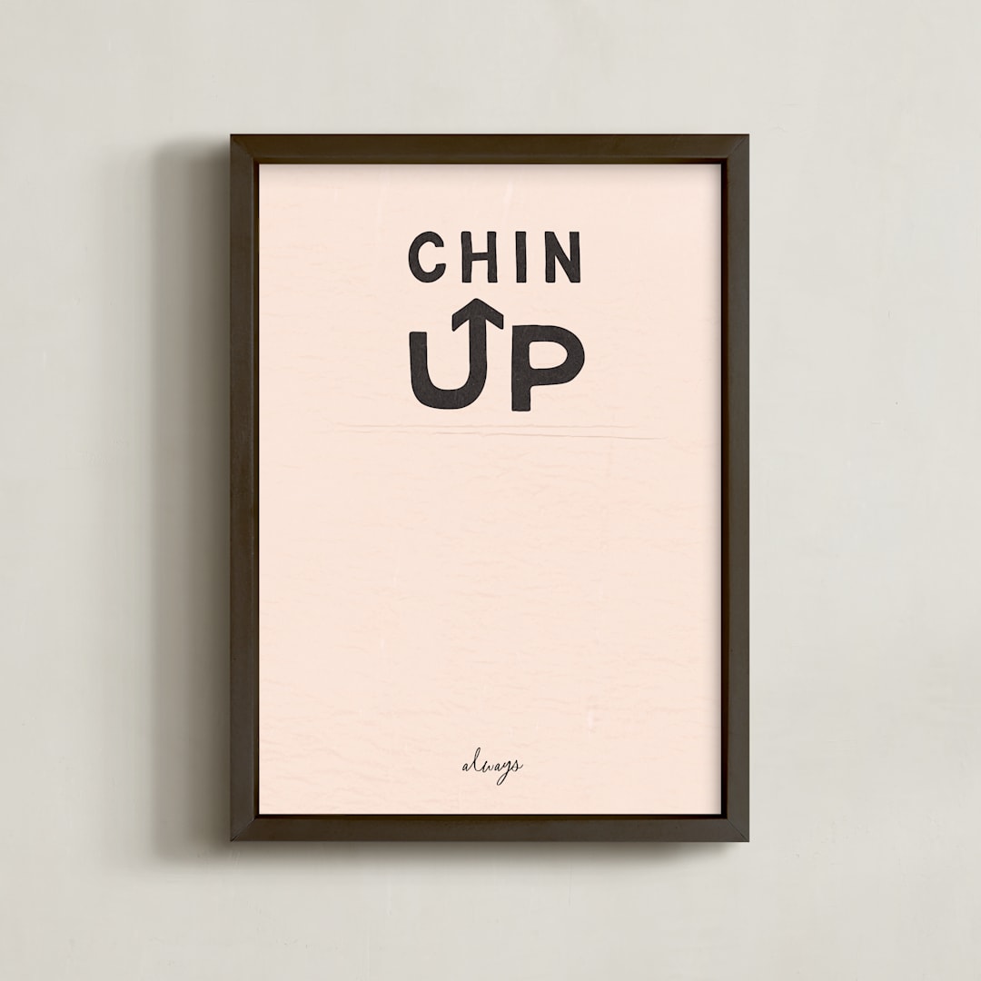 "Chin Up" - Art Print in Peach by Carrie ONeal - Framed
