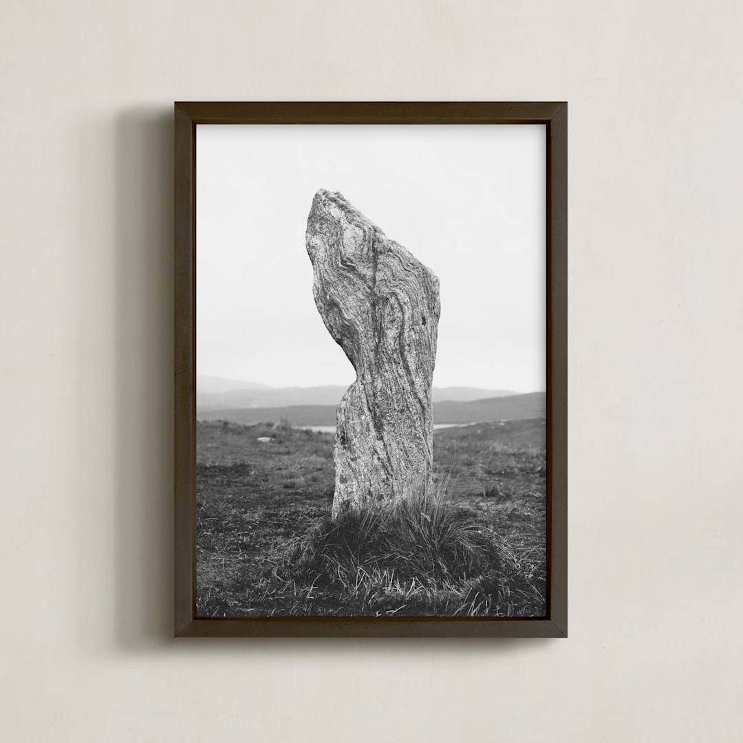 "Standing Stones II" - Art Print in Black and White by Kamala Nahas - Framed