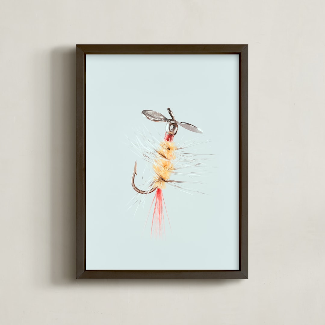 "Pistol Pete Yellow" - Art Print in Freshwater Blue by Andrew McClintock - Framed