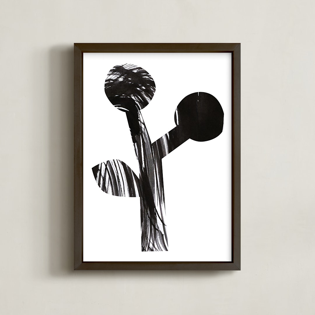 "Bold and Graphic Flowers I" - Art Print in Obsidian by Alexandra Dzh - Framed