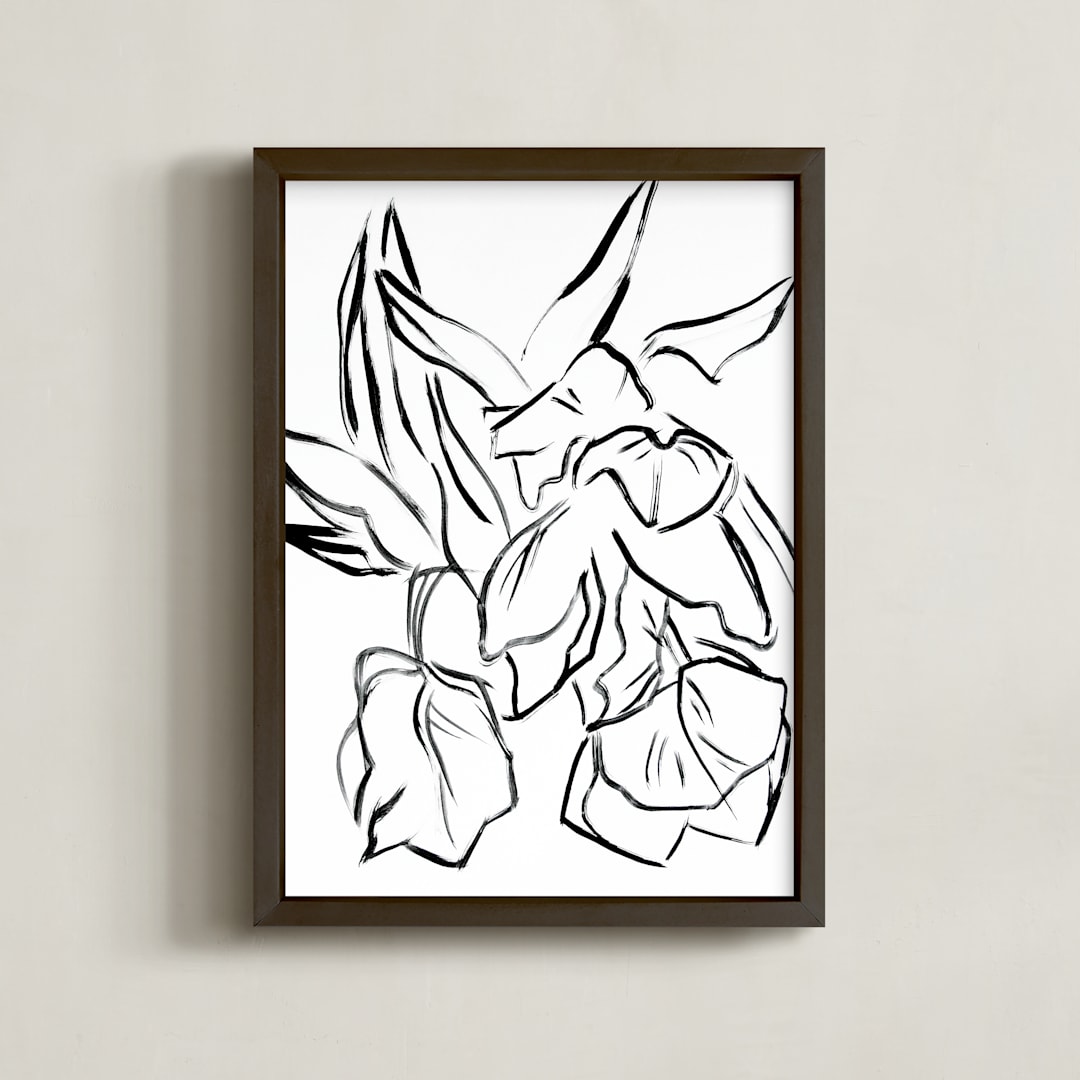 "Parrot Tulips" - Art Print in Black by Lynne Millar - Framed