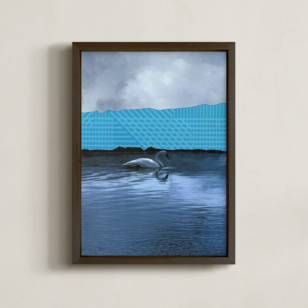 "Interrupted Lake Landscape" - Art Print in Lake by Allison Belolan - Framed
