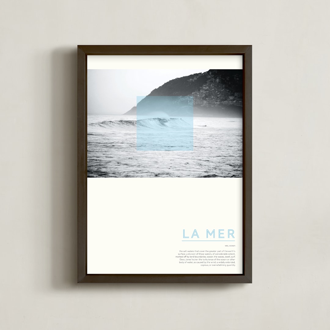 "La Mer" - Art Print in Sea Blue by WHALEN - Framed