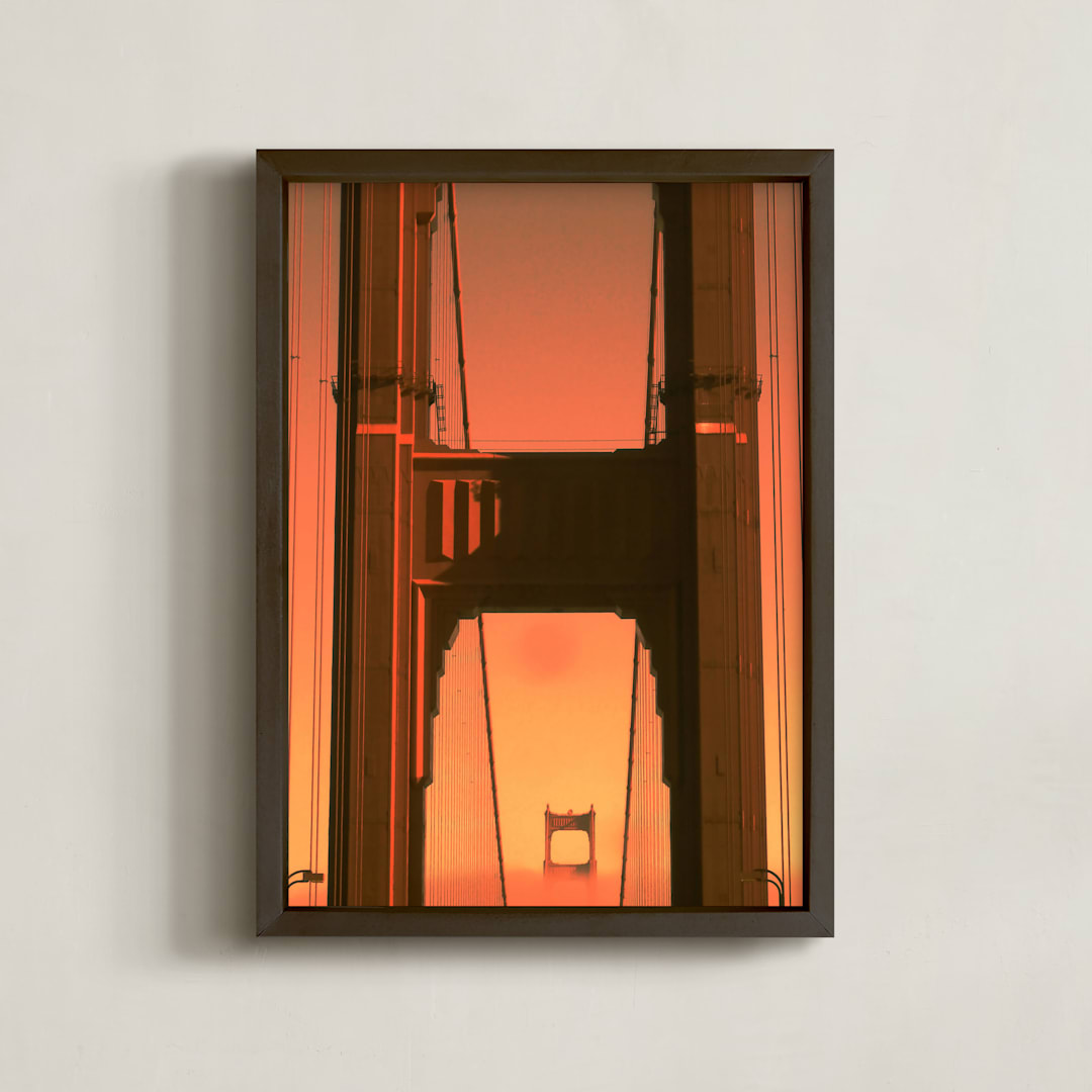 "Going back to Cali1" - Art Print in Golden Red by Lisa Sundin - Framed