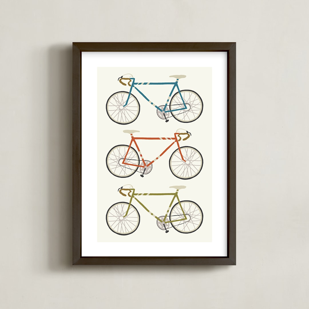 "vintage bike" - Art Print in Linen by Daily Design Co - Framed