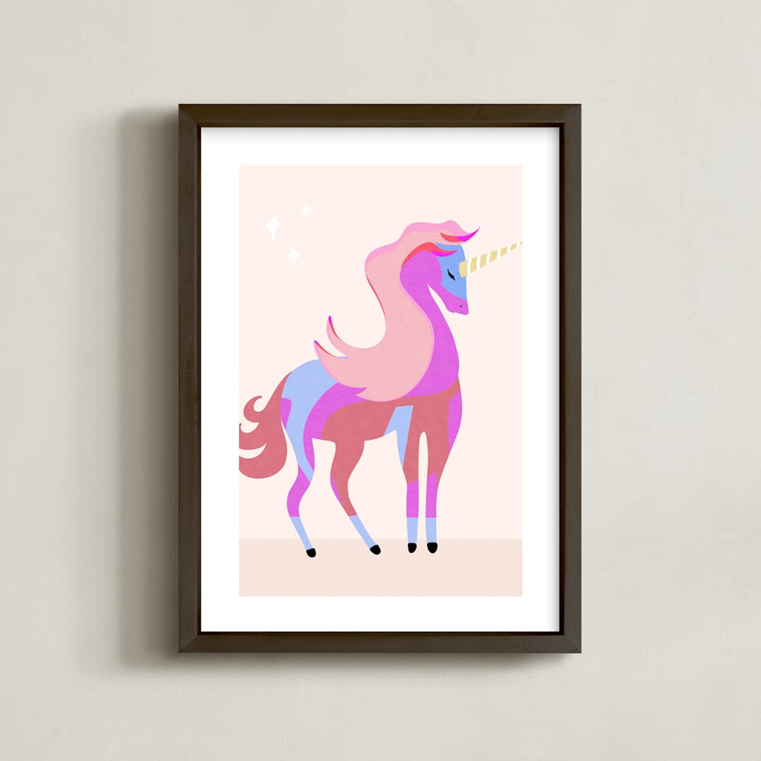"Unicorns are real" - Art Print in Cotton Candy by Maja Cunningham - Framed