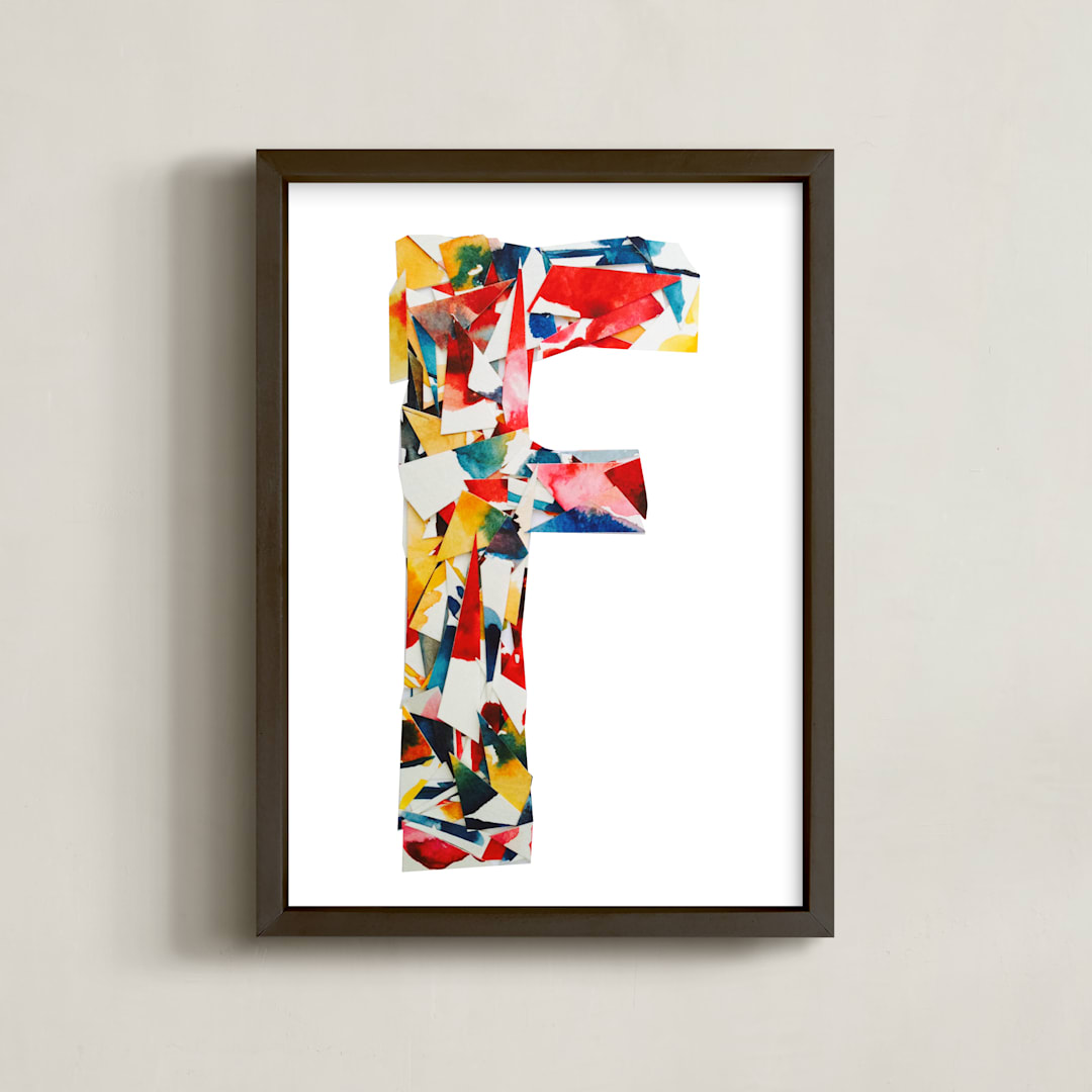 "Collage letter F" - Art Print in Fresh Lemon by Kiana Lee - Framed
