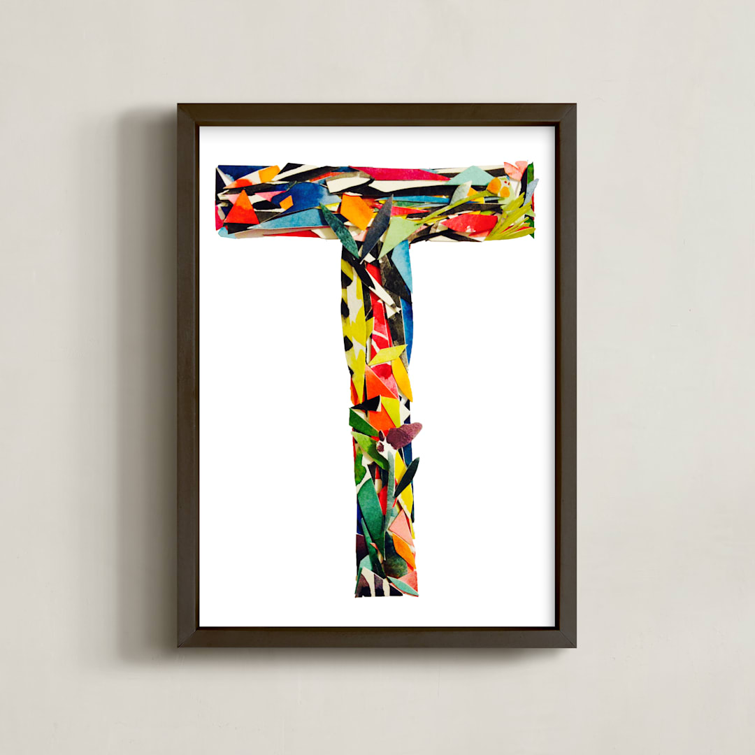 "Collage letter T" - Art Print in Tiki by Kiana Lee - Framed