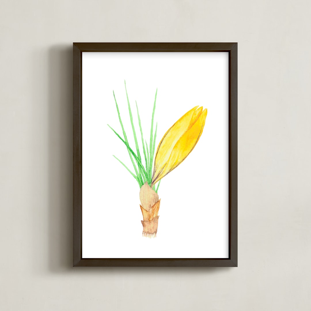 "Yellow Crocus" - Art Print in spring yellow by Belia Simm - Framed