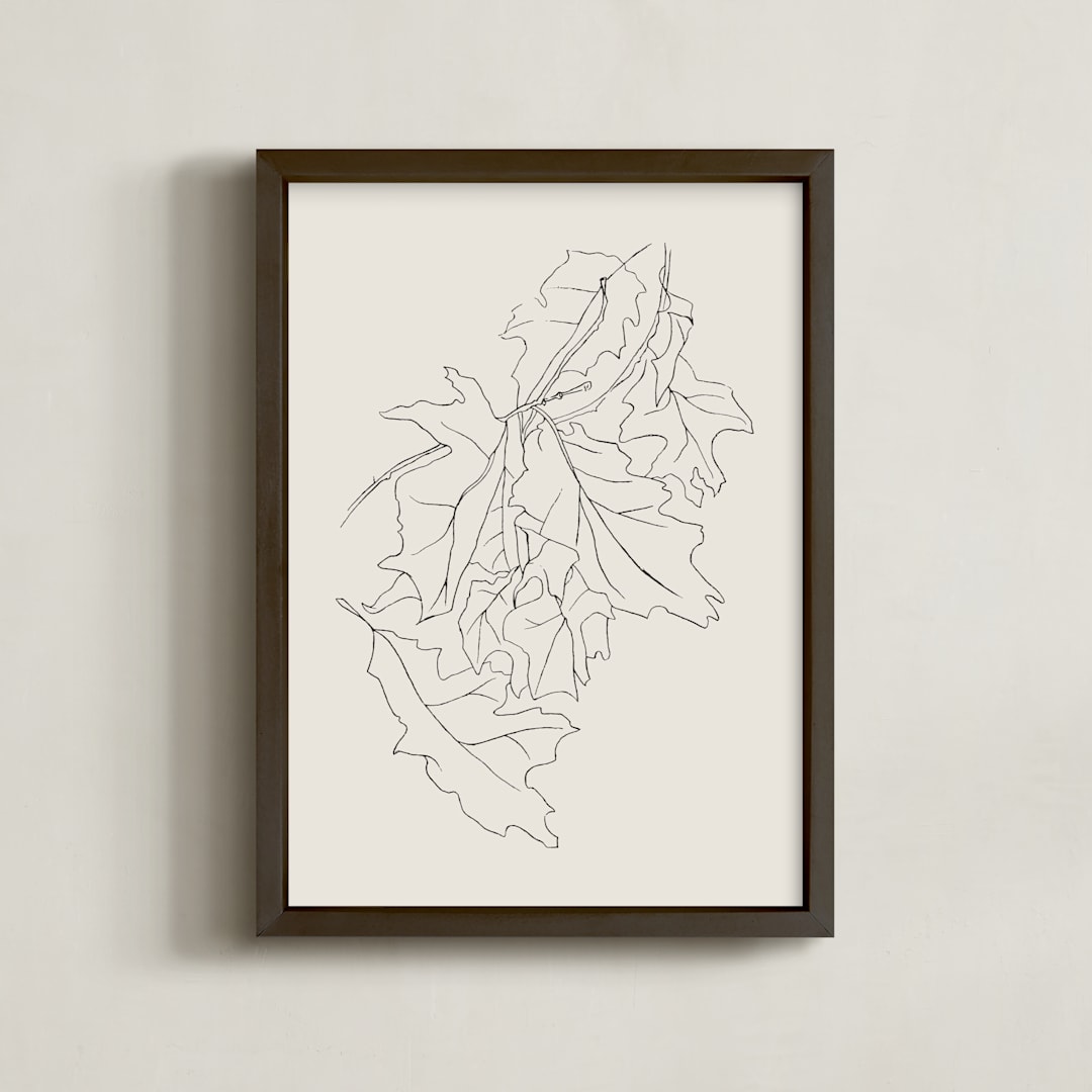 "Oak Leaf Study" - Art Print in Newsprint by Lorent and Leif - Framed