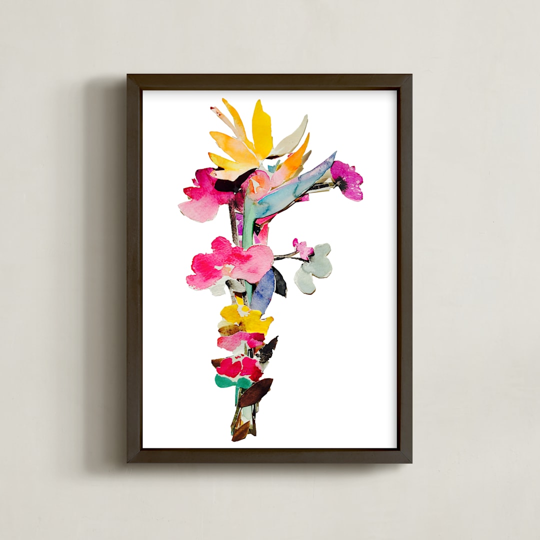 "Collage letter F - Hawaiian kine " - Art Print in Island flowers by Kiana Lee - Framed