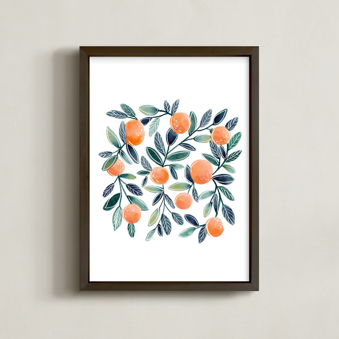 "Sweet Clementines" - Art Print in Clementine by Britt Mills - Framed