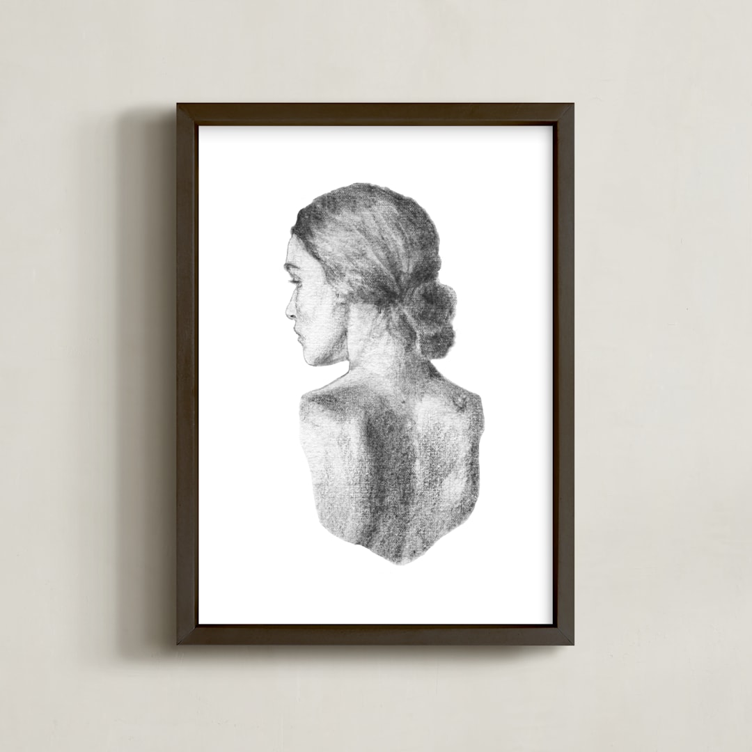 "Figure Drawing no.19" - Art Print in Graphite by Jess Blazejewski - Framed