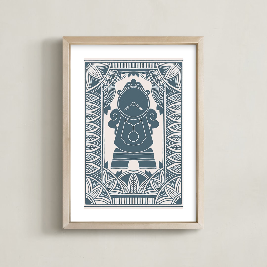 "Cogsworth from Disney's Beauty And The Beast " - Art Print in Porcelain by Katharine Watson - Framed