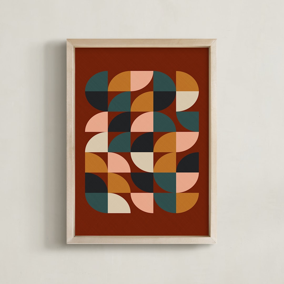 "Autumn" - Art Print in Maroon by Beth Vassalo - Framed