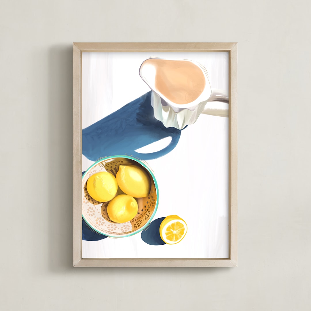 "Flatlay Lemon Study No.2" - Art Print in Lemon Yellow by Kinga Subject - Framed