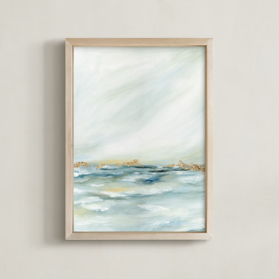 "Shimmering Coast II" - Art Print in Azure by Nicoletta Savod - Framed