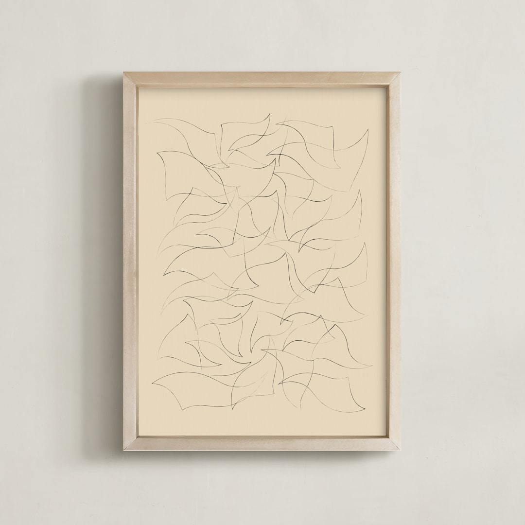 "Flock" - Art Print in Sand by Yohaku Oshima - Framed