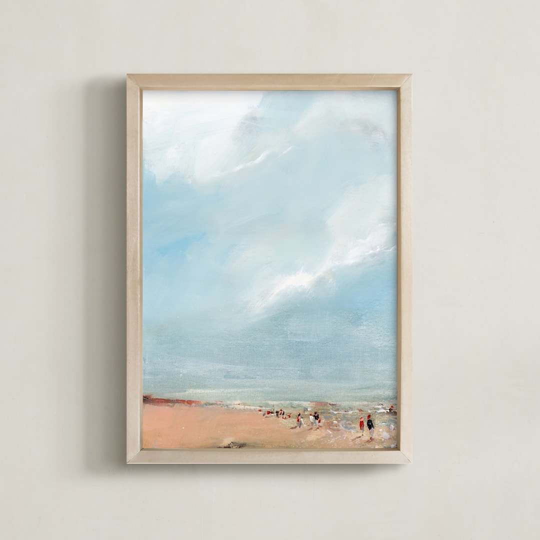 "Rocky Beach" - Art Print in Sky by Lindsay Megahed - Framed