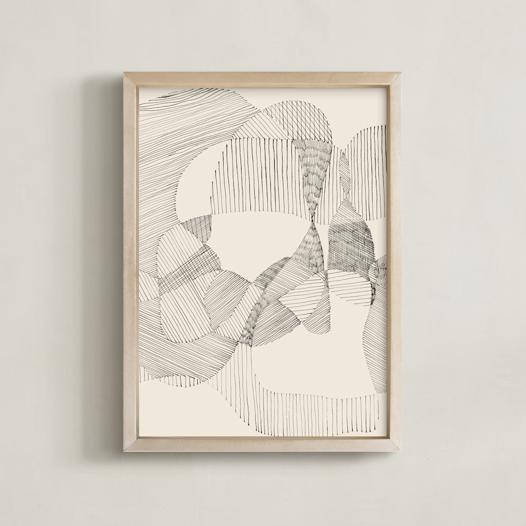 "Random Land I" - Art Print in Ivory Black by Catilustre - Framed