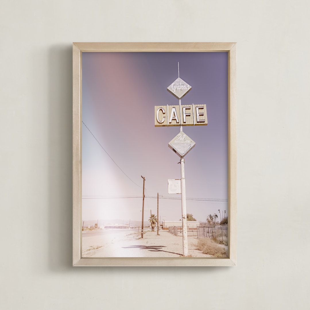 "Desert Cafe" - Art Print in Sky by Lissabeth Anglin - Framed
