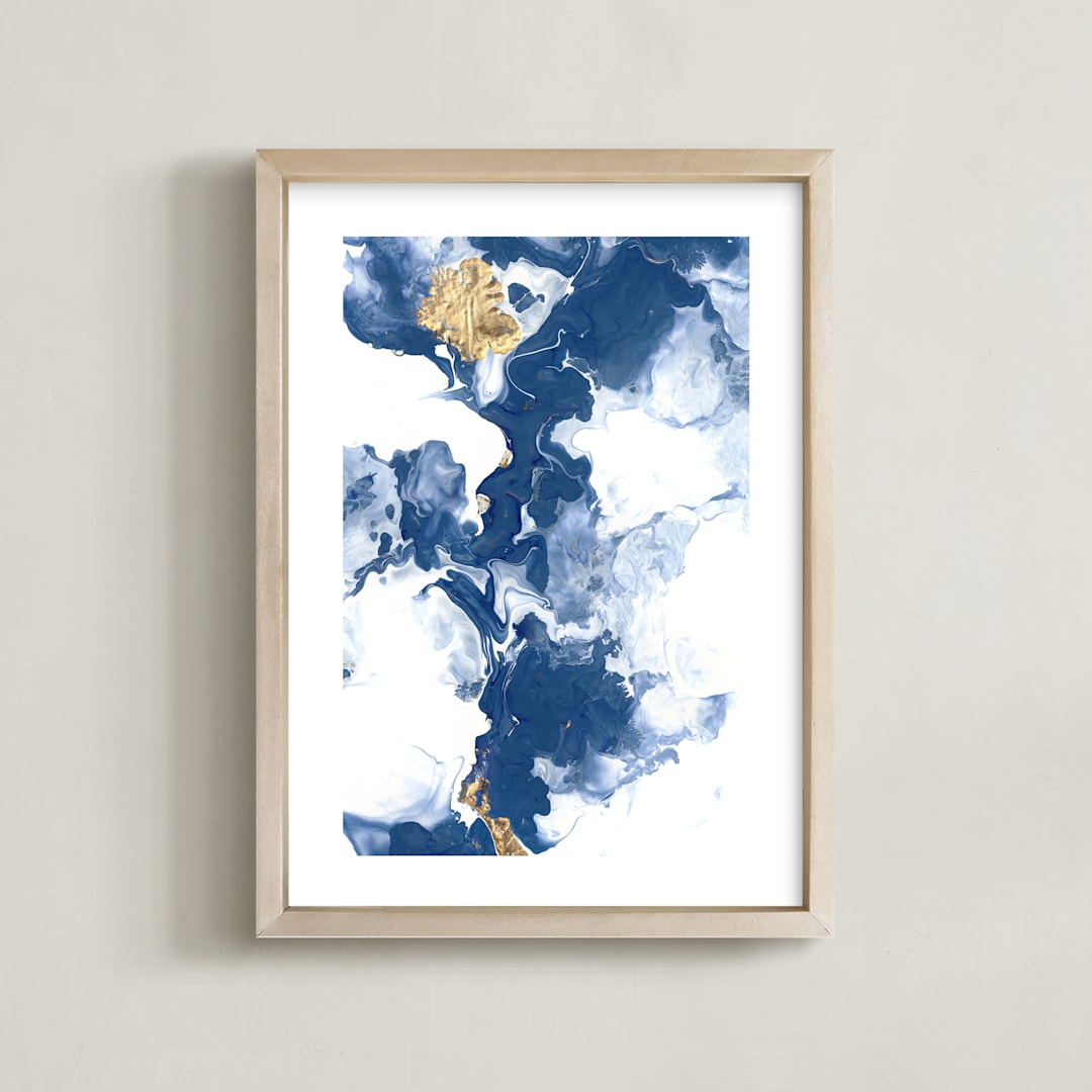 "Delight in the Storm II" - Art Print in Deep Blue by Julia Contacessi - Framed