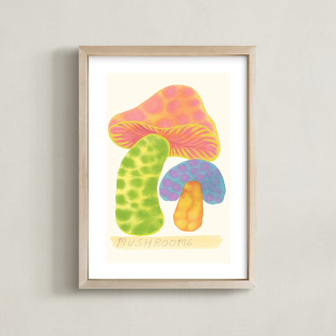 "mushrooms" - Art Print in Multicolor by Renée Stramel - Framed