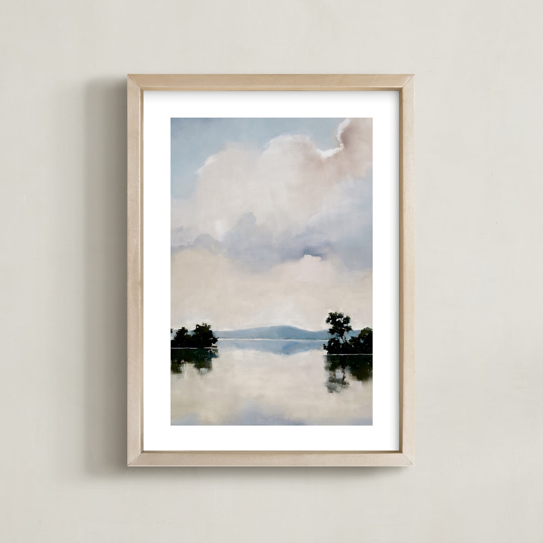 "Deep Reflection" - Art Print in Serene Neutral by Stephanie Goos Johnson - Framed