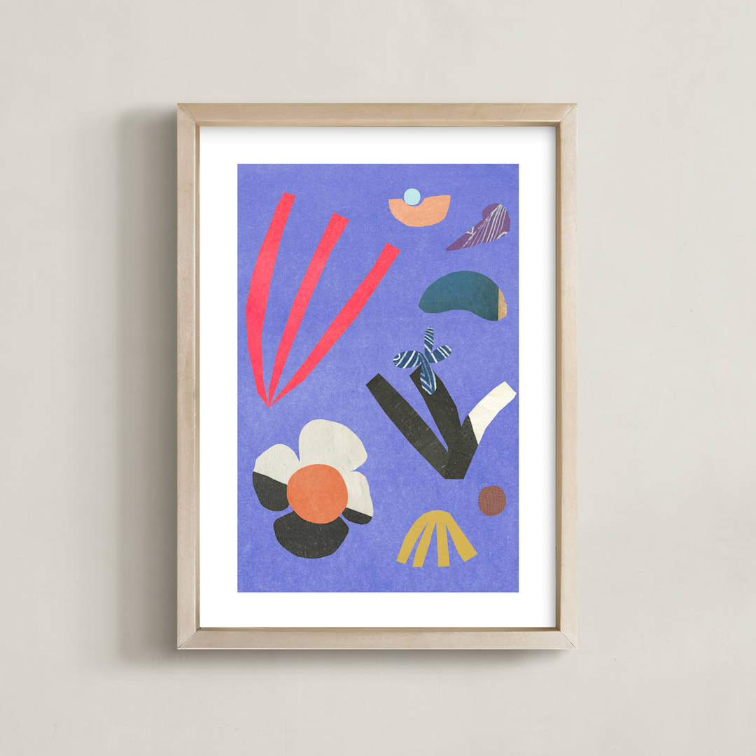 "at the bottom of the ocean" - Art Print in Deep Blue by Sumak Studio - Framed