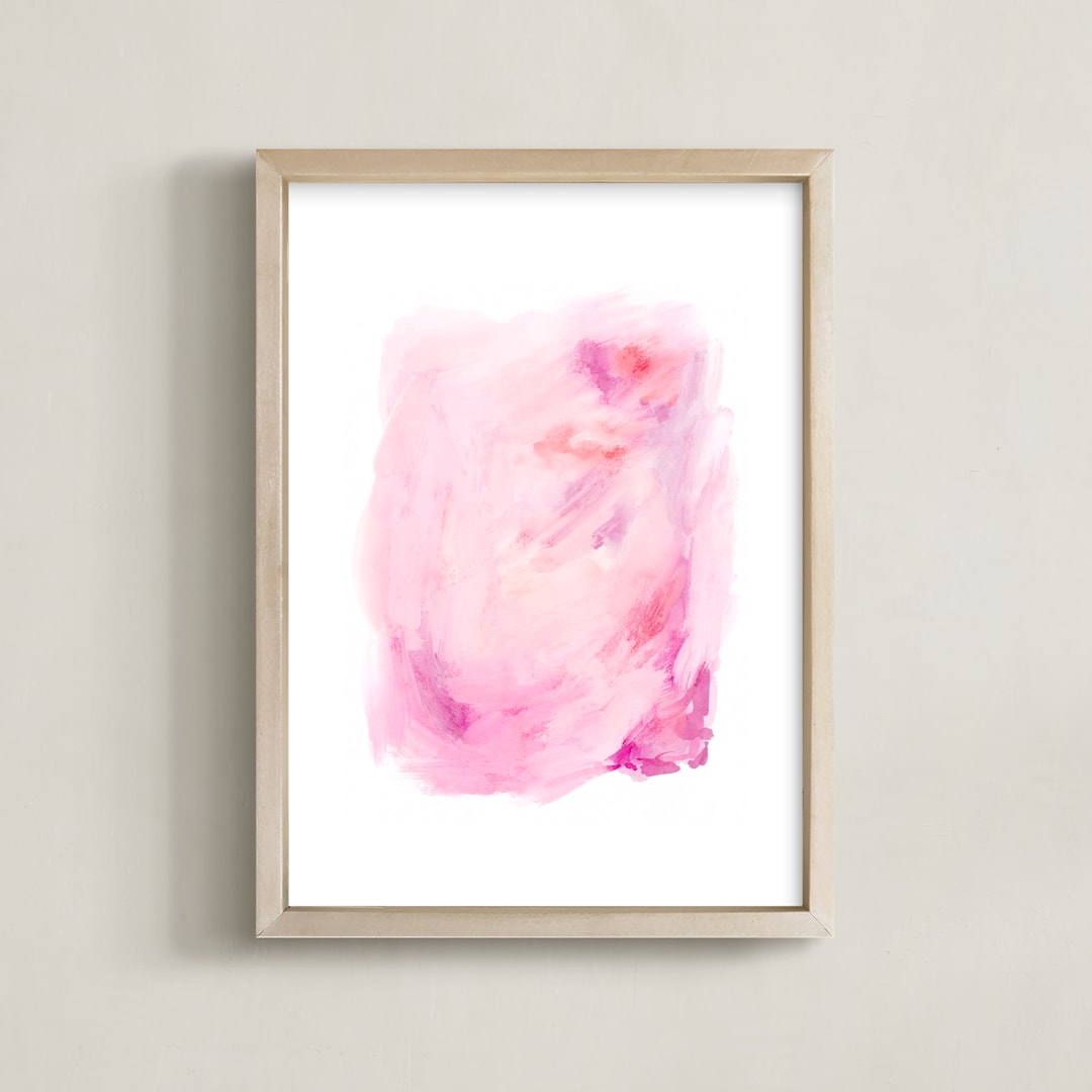 "Deconstructed Peonies" - Art Print in Passion Pink by Britt Mills - Framed