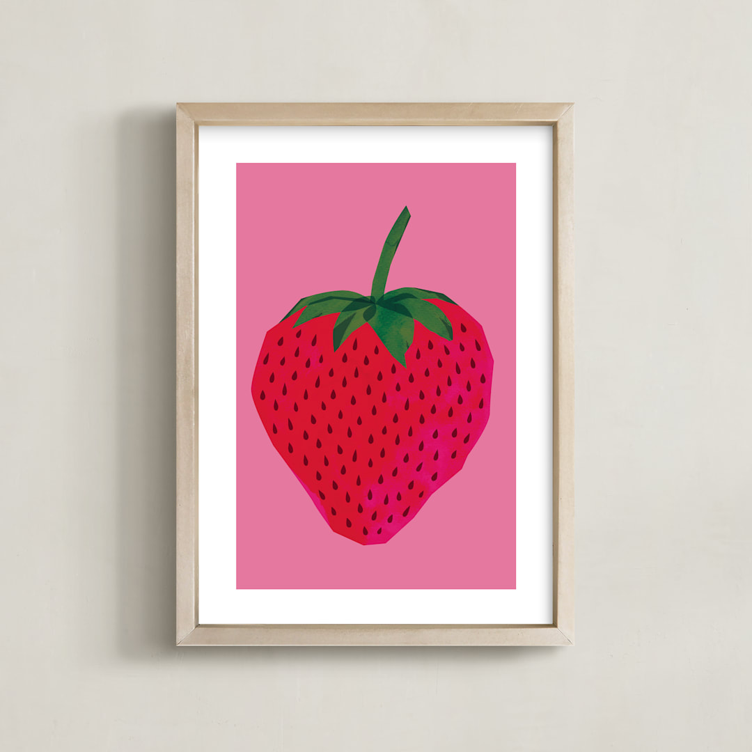 "Strawberry" - Art Print in Pink by Shari Margolin - Framed