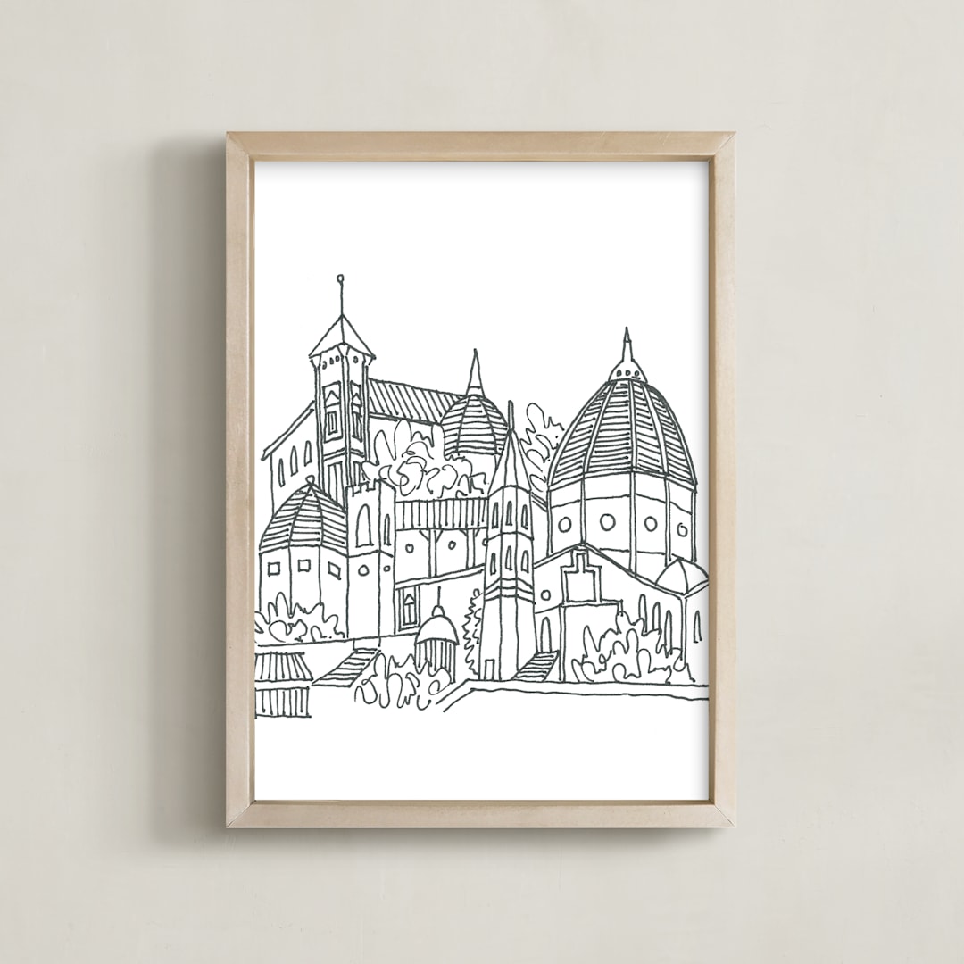 "Florence Sketchbook" - Art Print in black & white by Krissy Bengtson - Framed