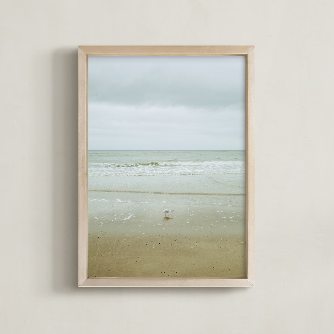 "Seaside triptych" - Art Print in Bright Mint by Lying on the grass - Framed