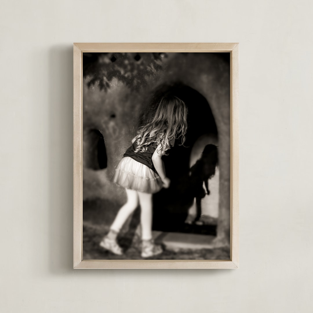 "What's Inside" - Art Print in Black and White by AMANDA LOMAX - Framed