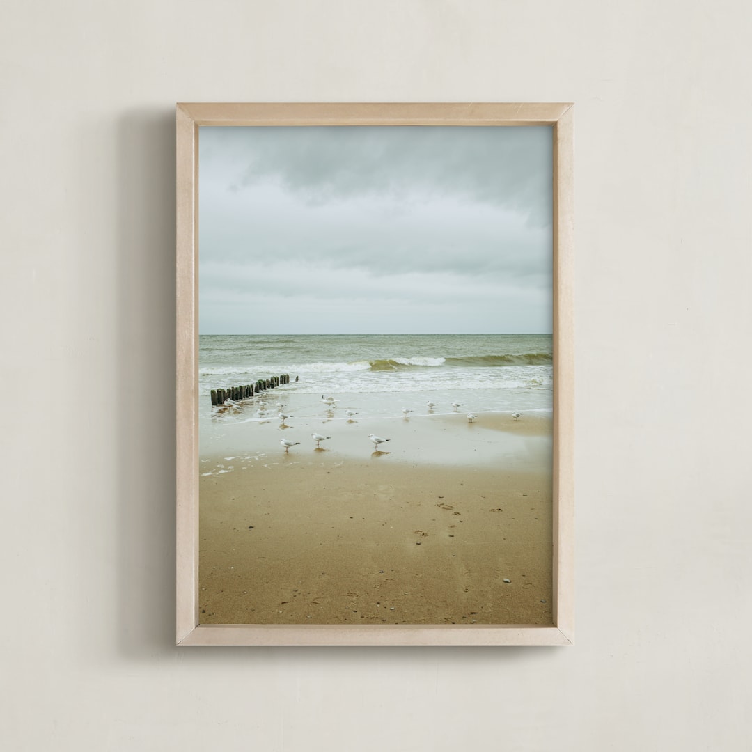 "Seaside triptych III" - Art Print in Bright Mint by Lying on the grass - Framed