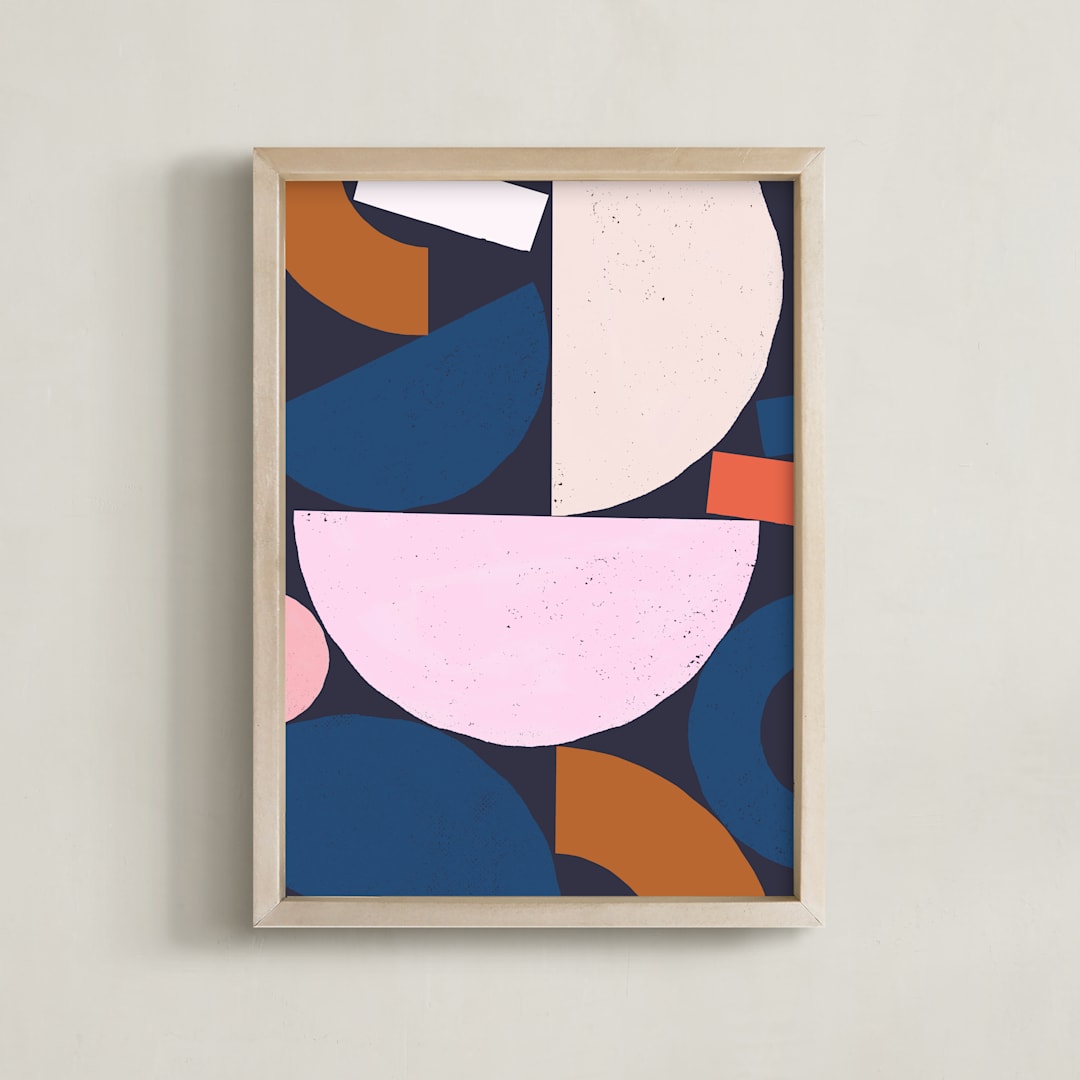 "Playblocks" - Art Print in Midnight blue by Francesca Iannaccone - Framed
