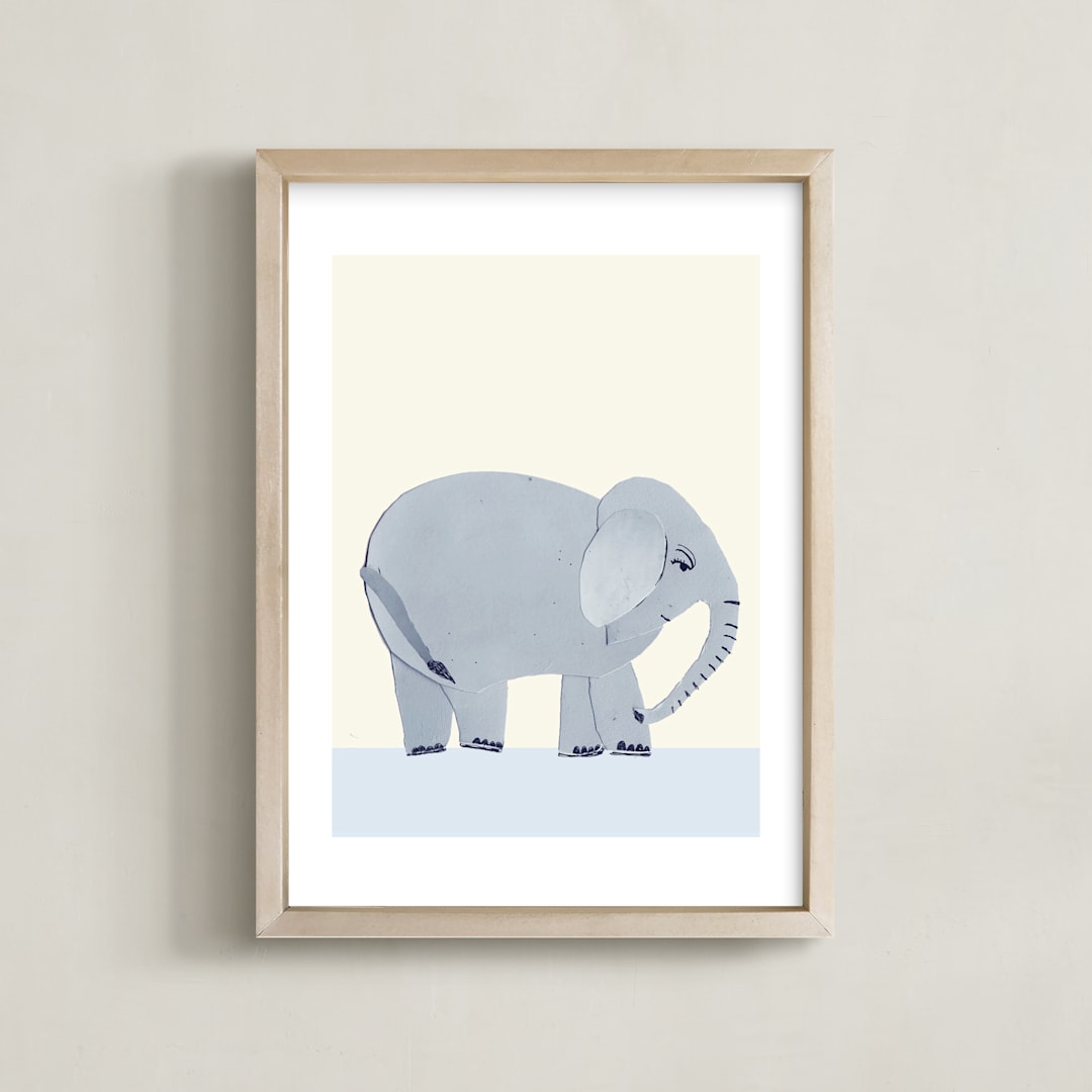"Hullaballoo" - Art Print in Elly Blue by Jenna Skead - Framed