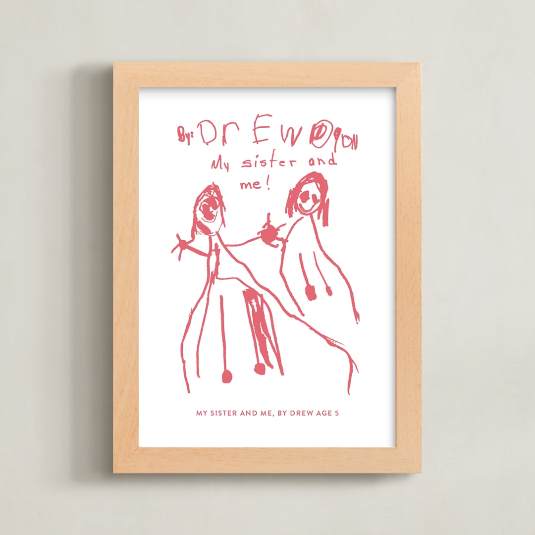 "Your Drawing: Portrait Custom Print" - Custom Print in Pink Grapefruit by Minted - Framed
