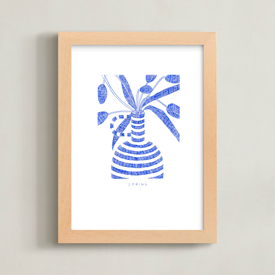 "Spring" - Art Print in Cobalt Blue by Pati Cascino - Framed